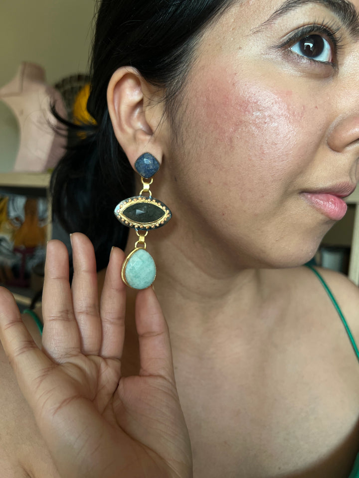 Elegant Natural Amazonite Earrings – Handmade Luxury