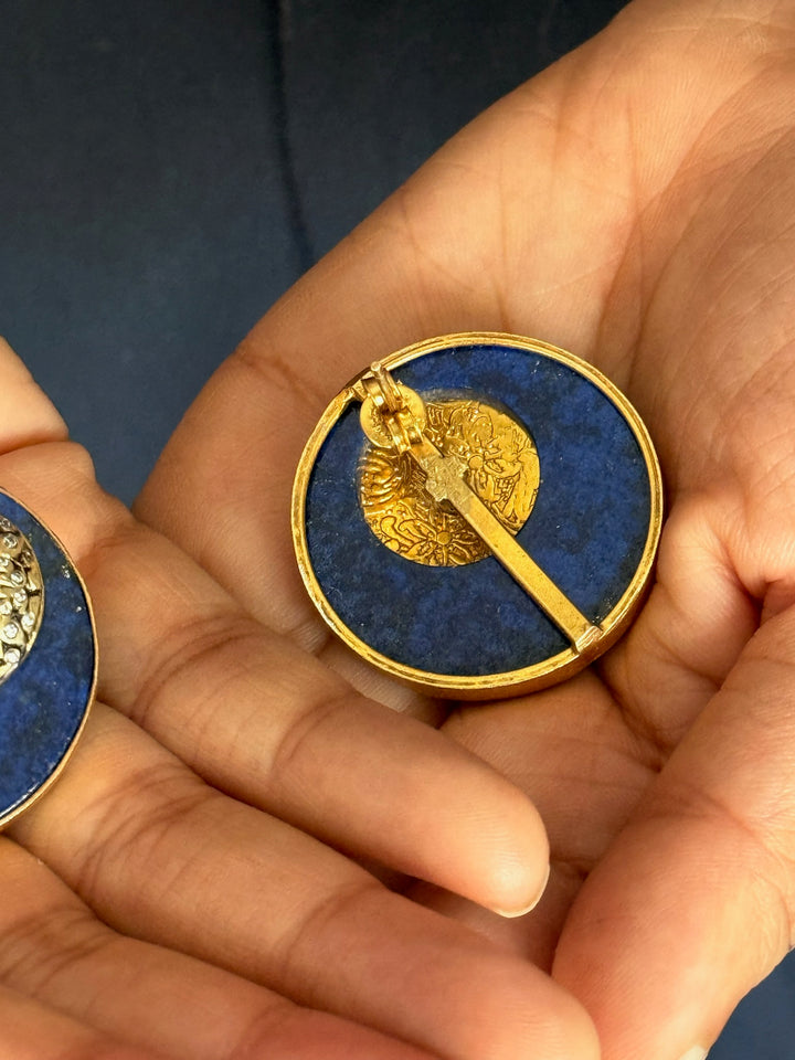 Fusion Kundan Silver Earrings | SHIVKA