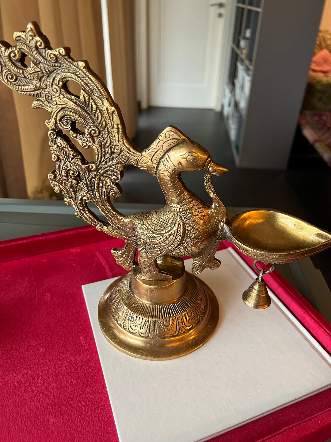 Solid Brass Peacock Diya - Elegance in Illumination