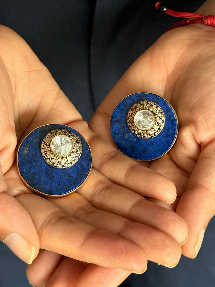 Fusion Kundan Silver Earrings | SHIVKA