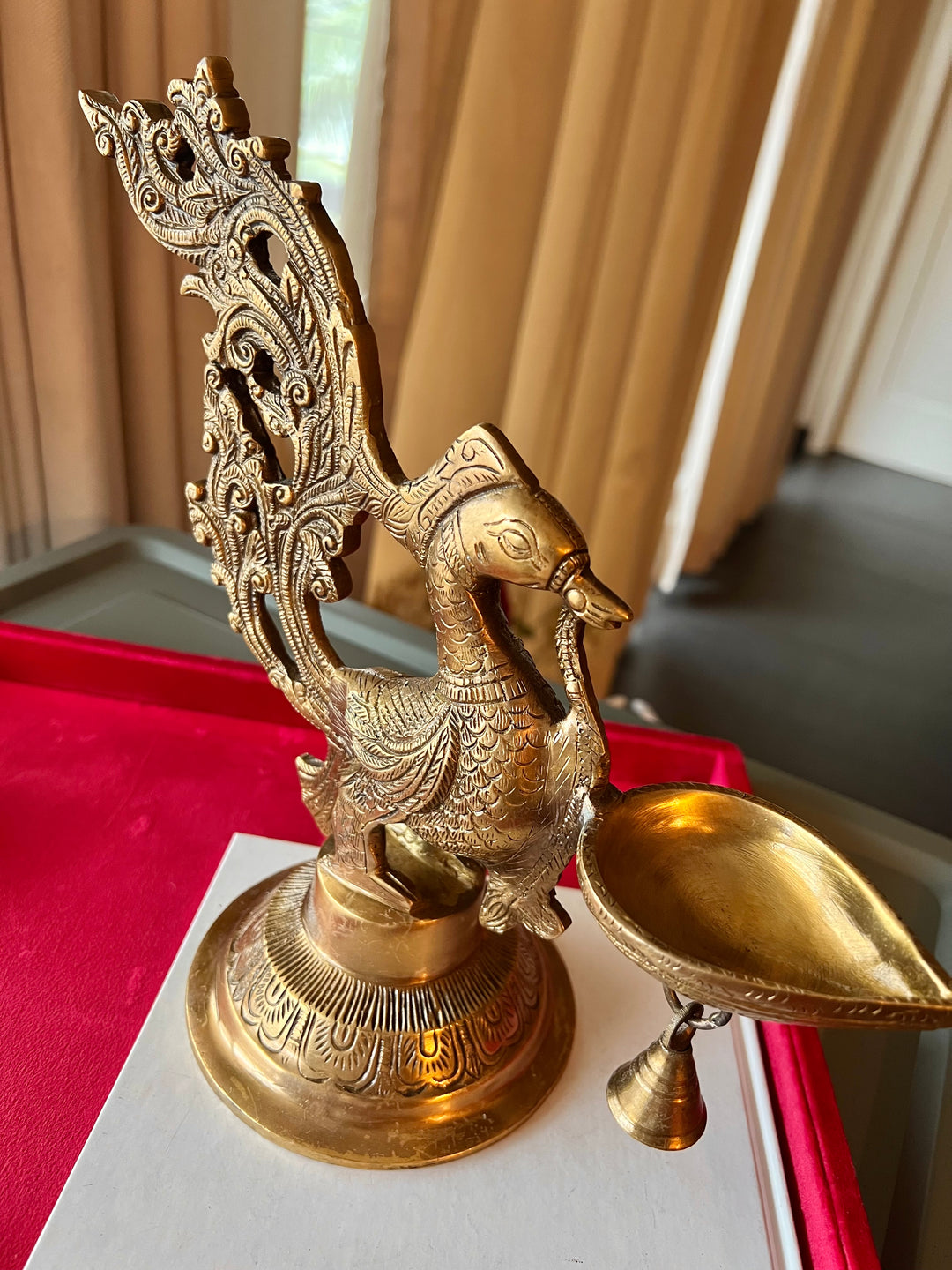 Solid Brass Peacock Diya - Elegance in Illumination