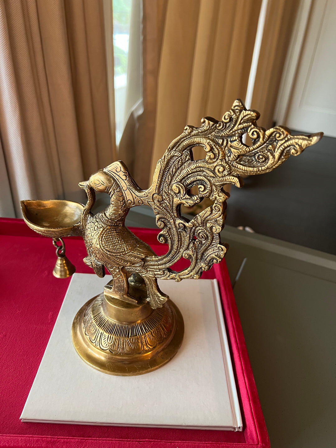 Solid Brass Peacock Diya - Elegance in Illumination