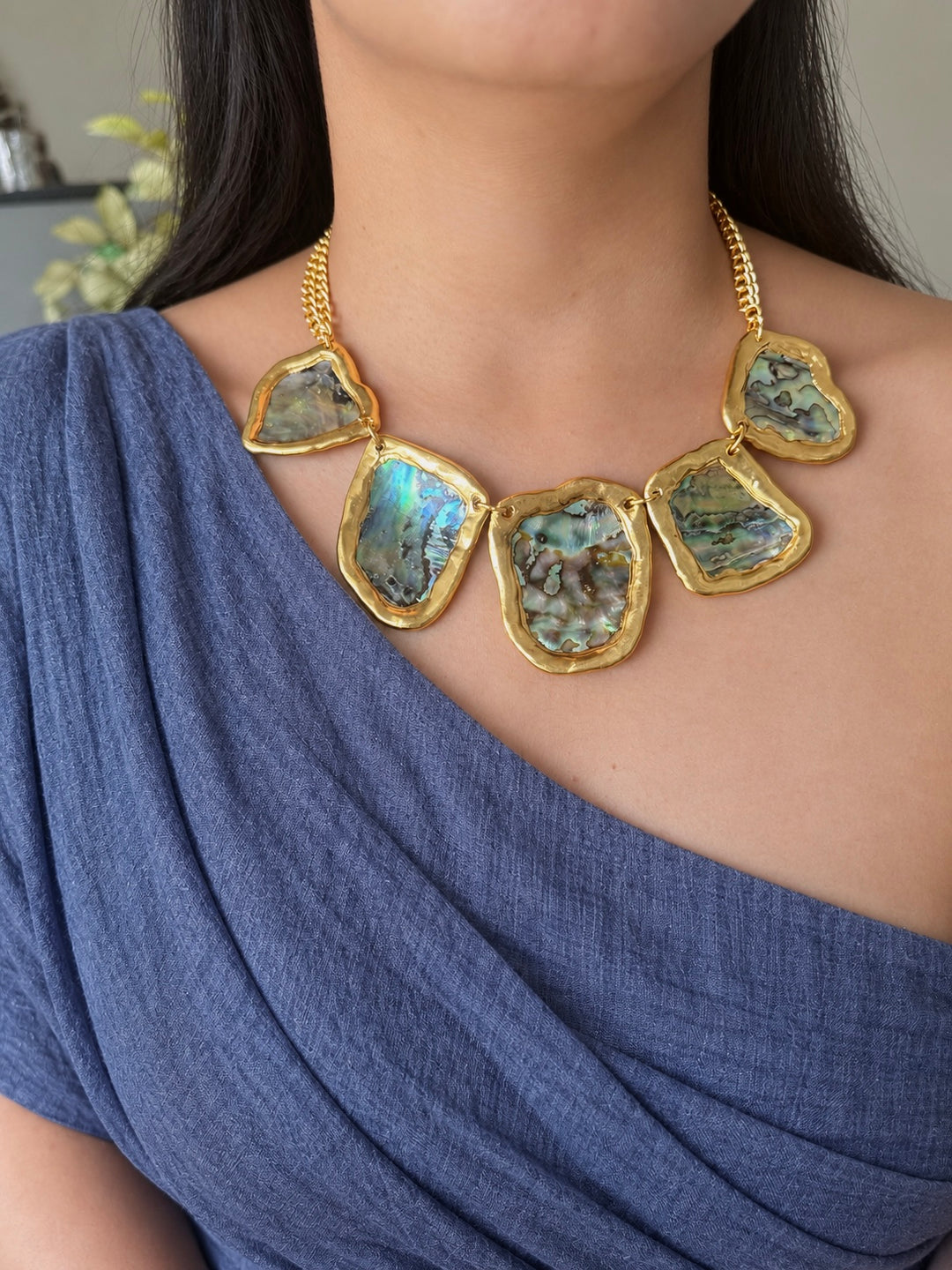 Abalone Shell Five-Piece Gold-Tone Necklace