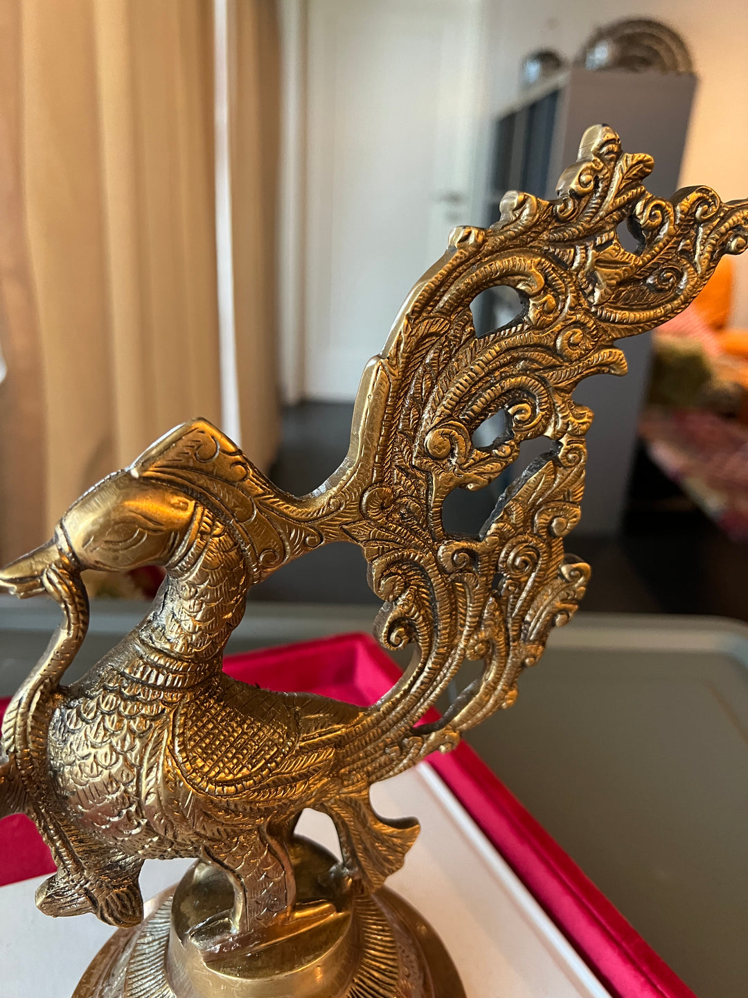 Solid Brass Peacock Diya - Elegance in Illumination