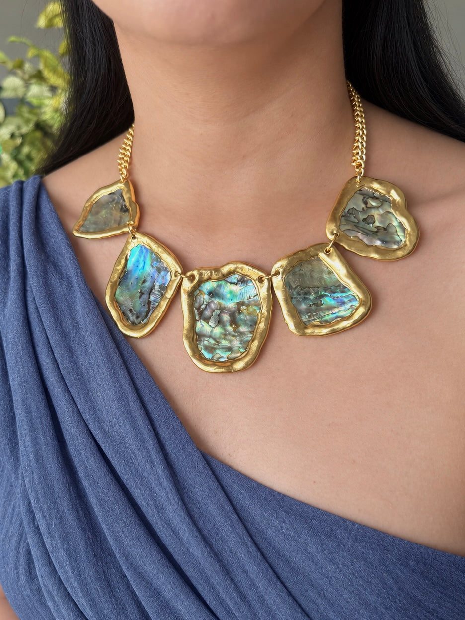 Abalone Shell Five-Piece Gold-Tone Necklace
