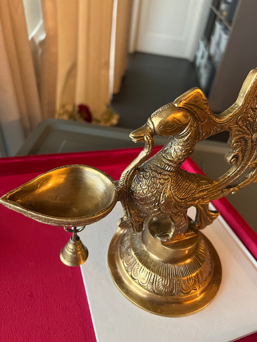 Solid Brass Peacock Diya - Elegance in Illumination