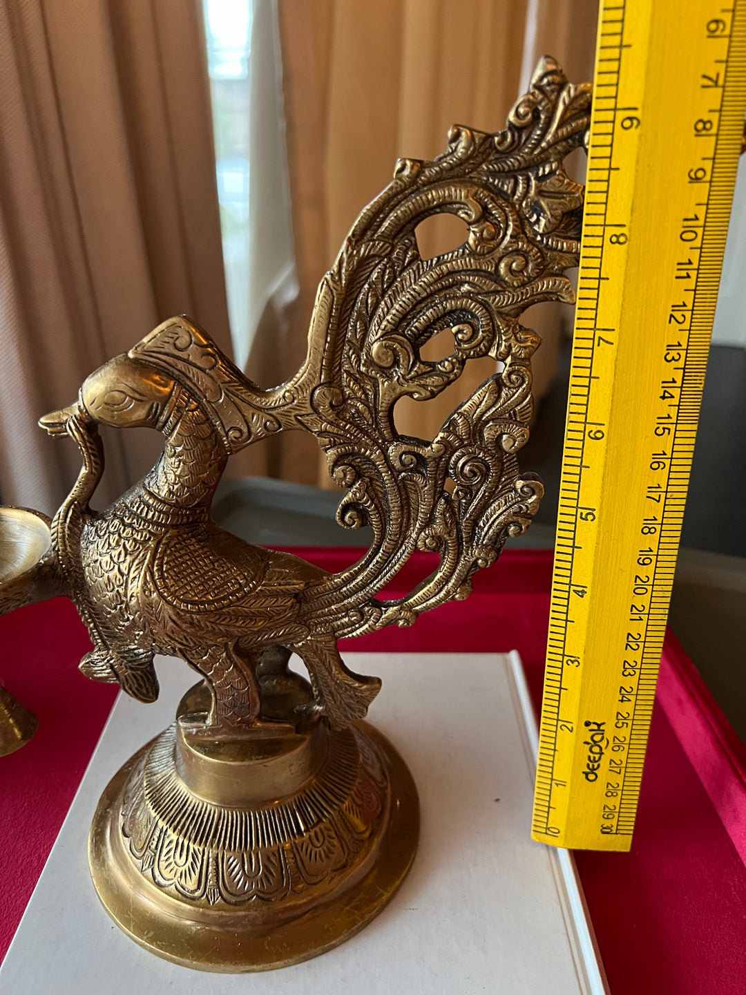 Solid Brass Peacock Diya - Elegance in Illumination