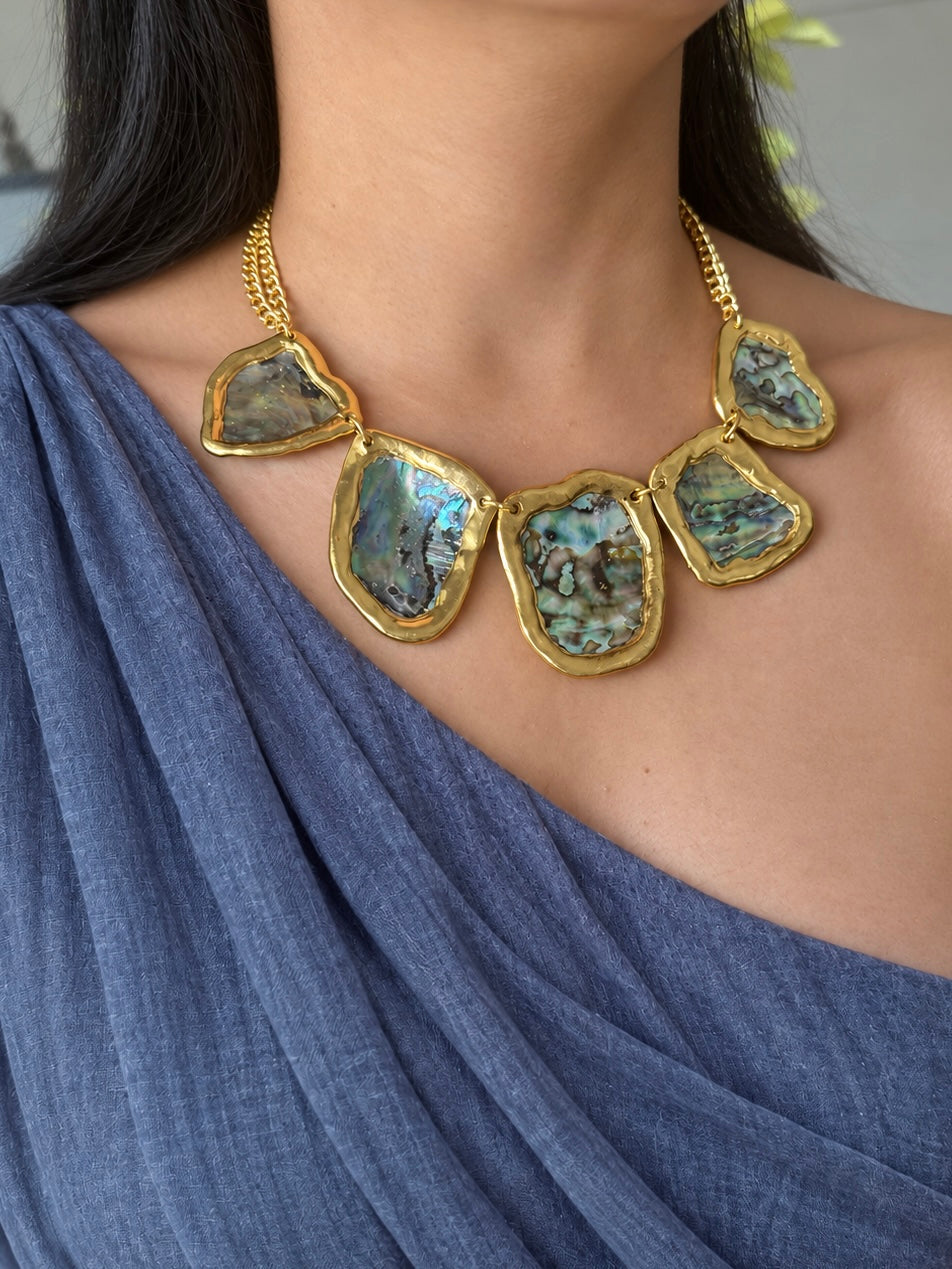 Abalone Shell Five-Piece Gold-Tone Necklace