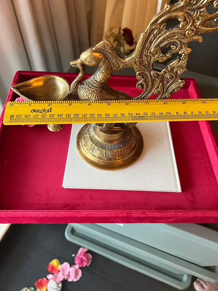 Solid Brass Peacock Diya - Elegance in Illumination