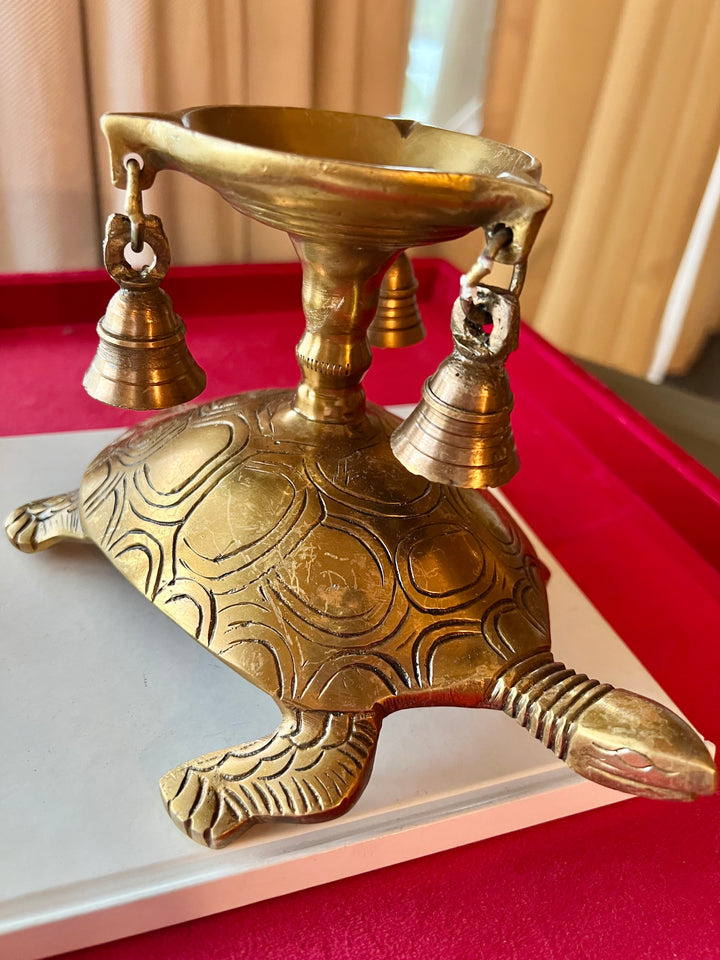 Solid Brass Tortoise Diya - Illuminating Serenity