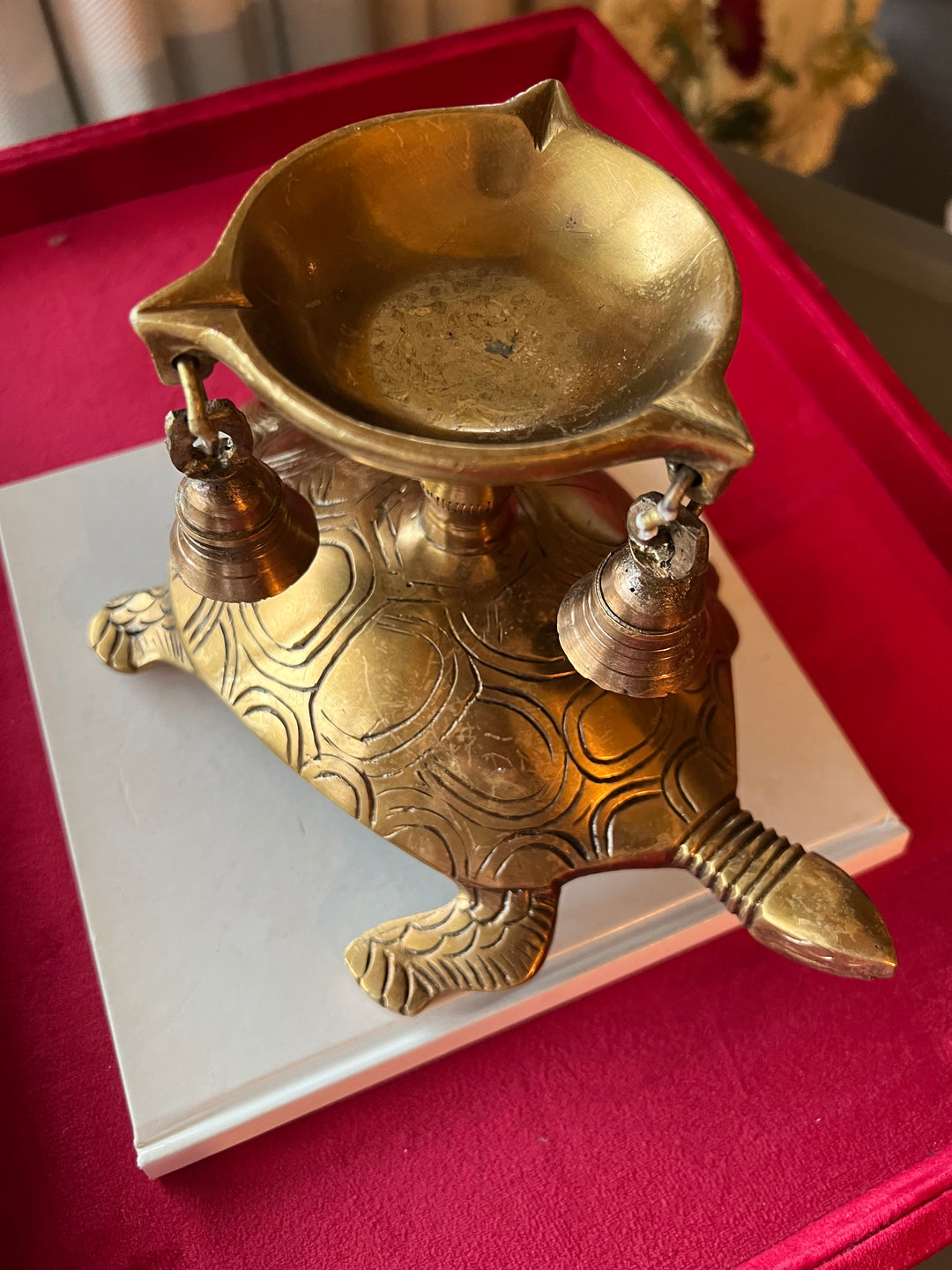 Solid Brass Tortoise Diya - Illuminating Serenity