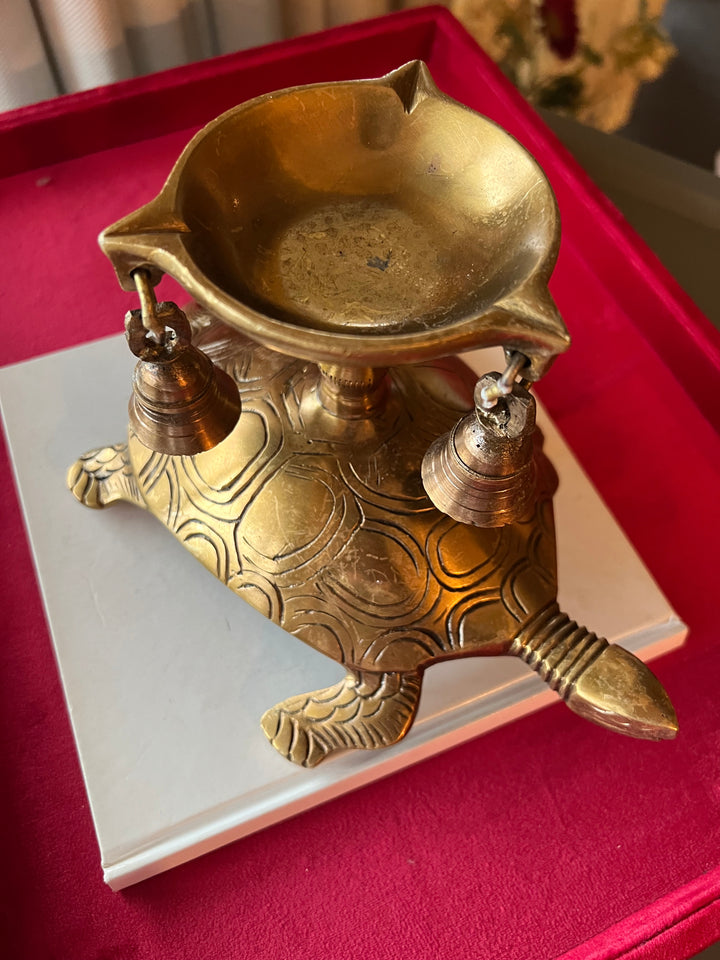 Solid Brass Tortoise Diya - Illuminating Serenity