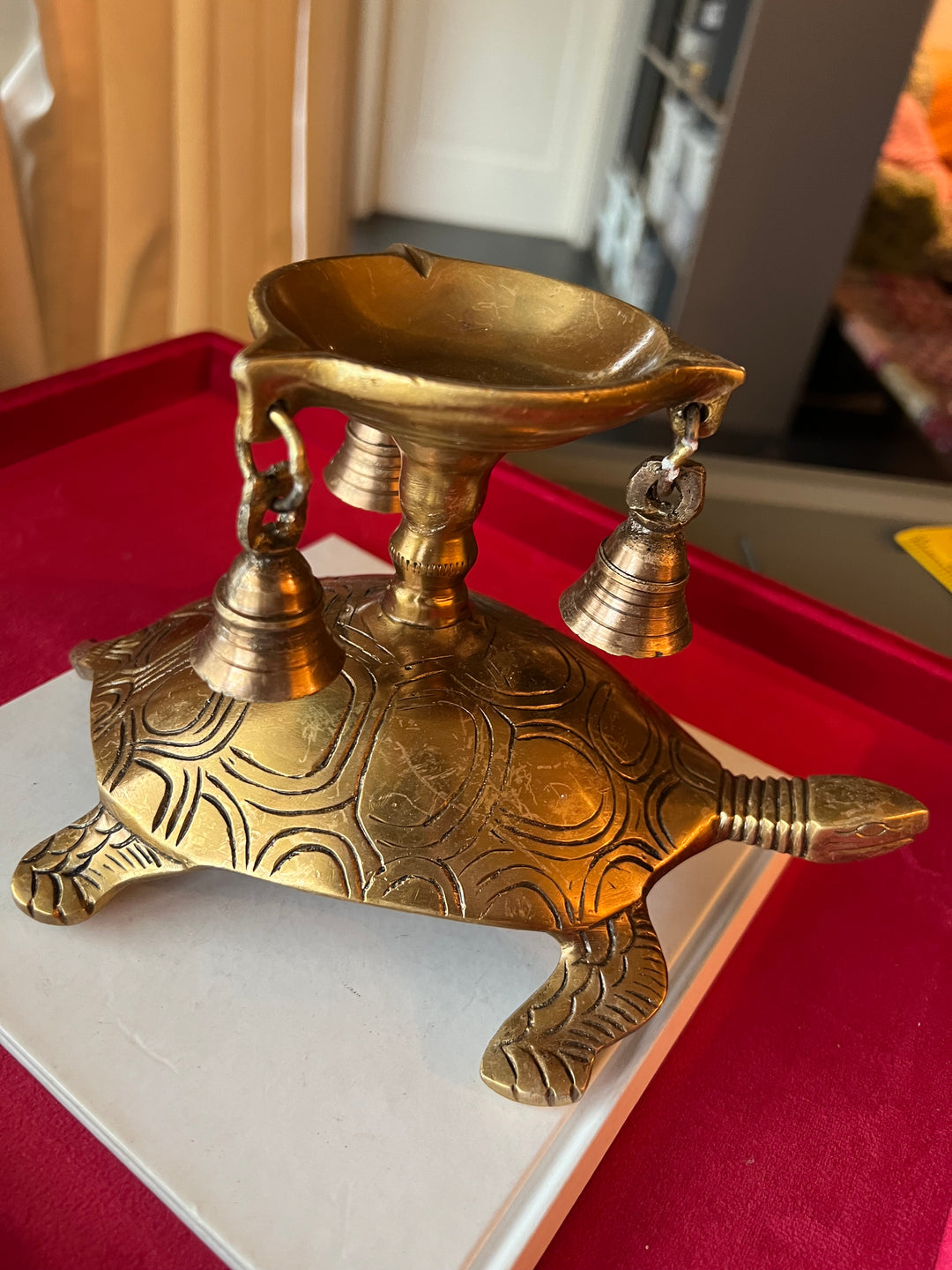 Solid Brass Tortoise Diya - Illuminating Serenity