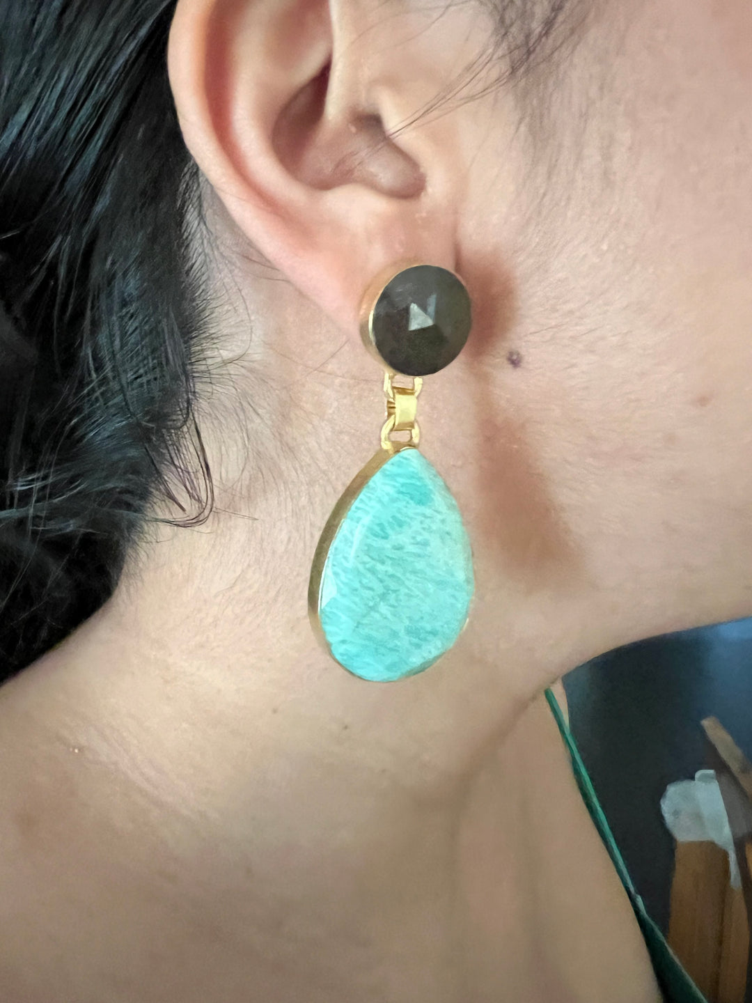 Elegant Natural Amazonite Earrings – Handmade Luxury
