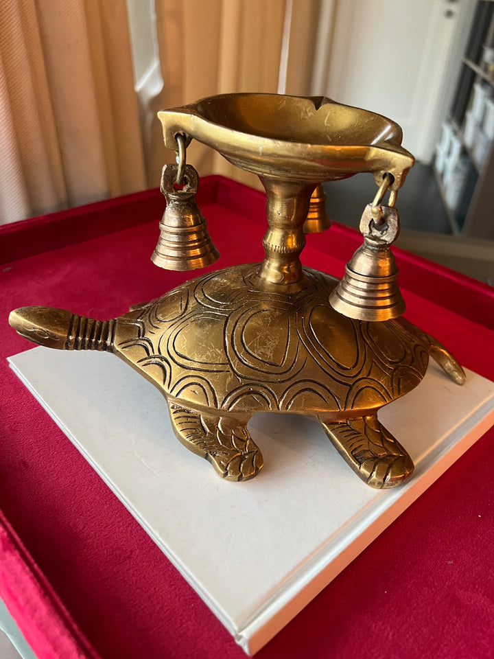 Solid Brass Tortoise Diya - Illuminating Serenity