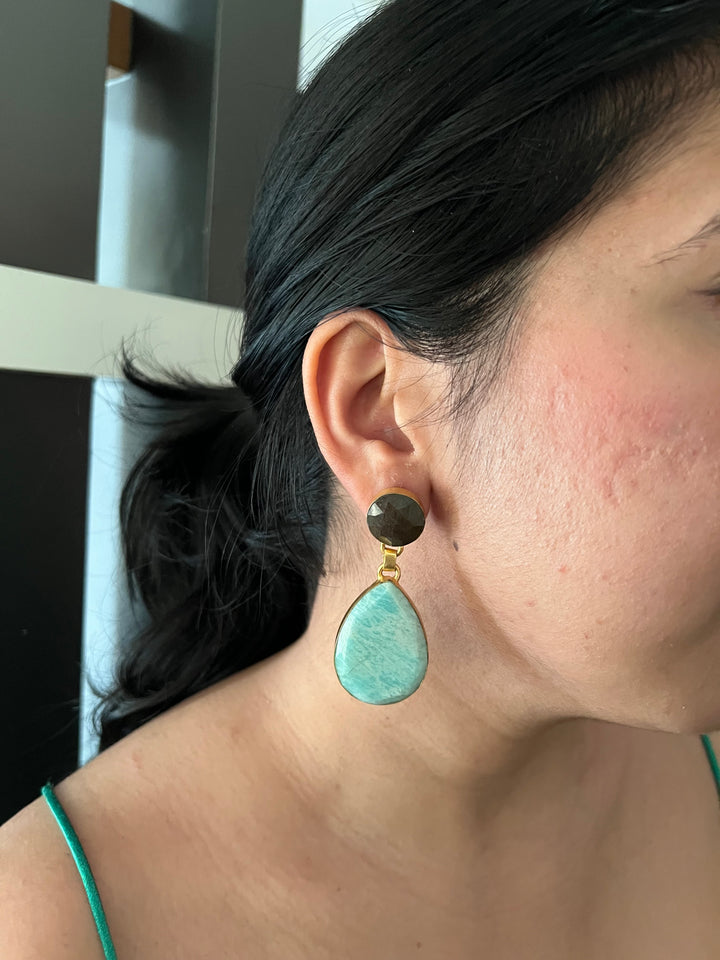 Elegant Natural Amazonite Earrings – Handmade Luxury