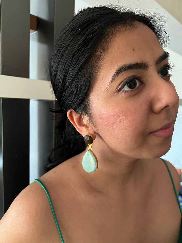 Elegant Natural Amazonite Earrings – Handmade Luxury