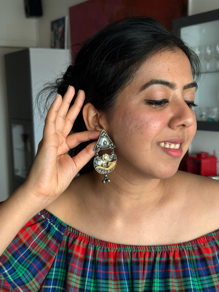 Tribal Fish 925 Silver Earrings | SHIVKA