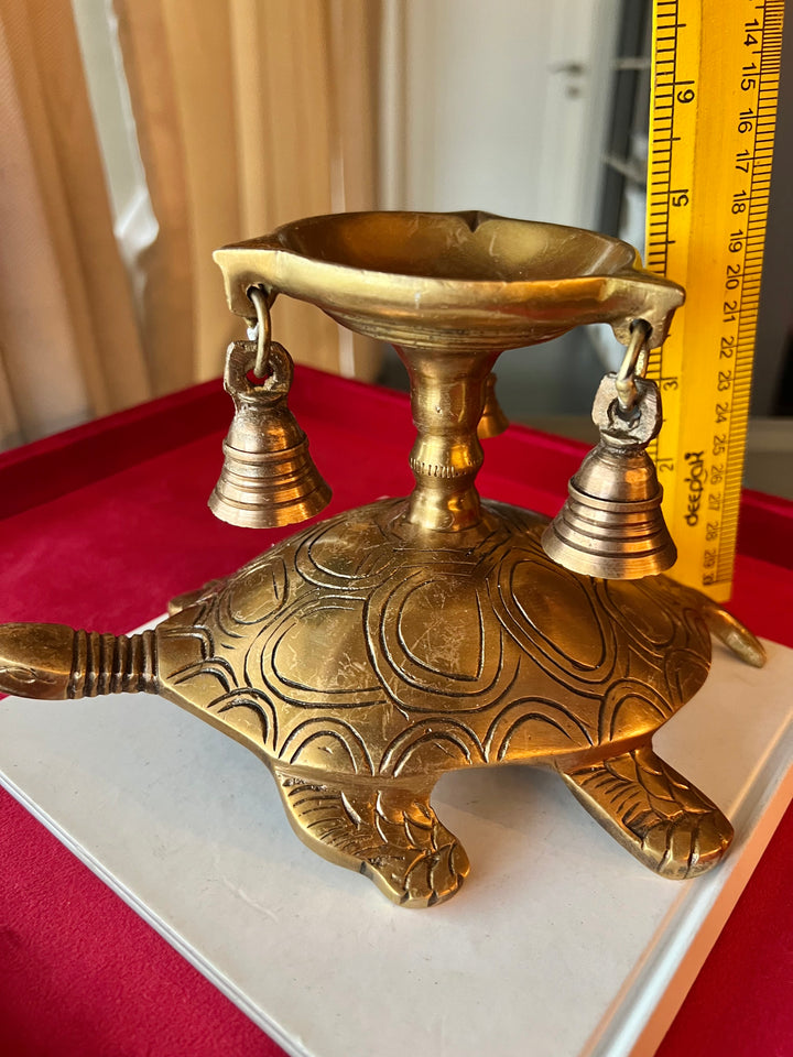 Solid Brass Tortoise Diya - Illuminating Serenity