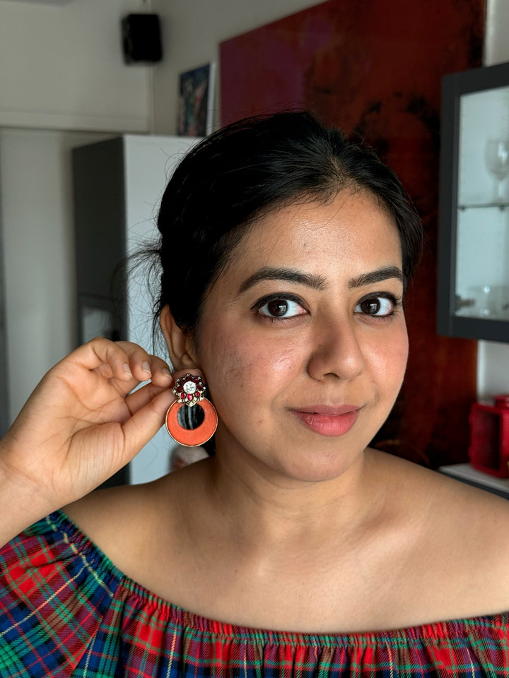 Fusion Kundan Silver Earrings | SHIVKA