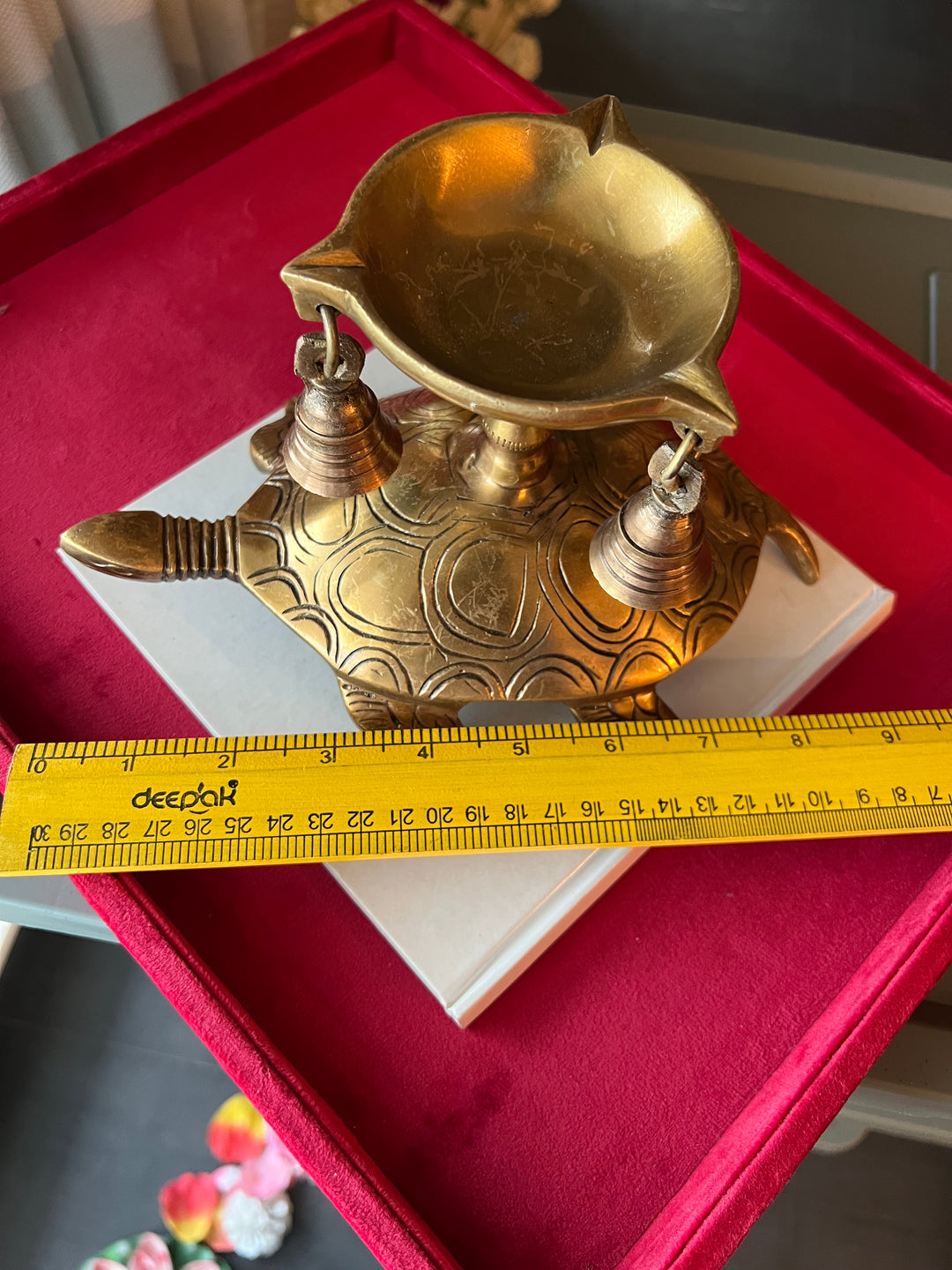 Solid Brass Tortoise Diya - Illuminating Serenity