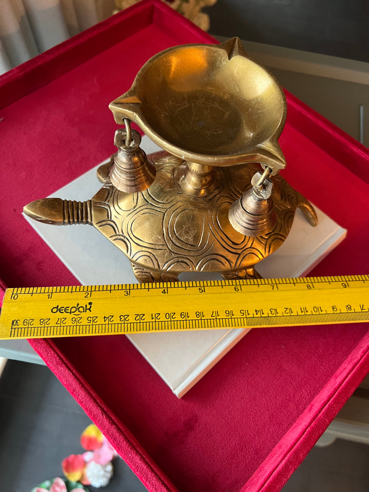 Solid Brass Tortoise Diya - Illuminating Serenity