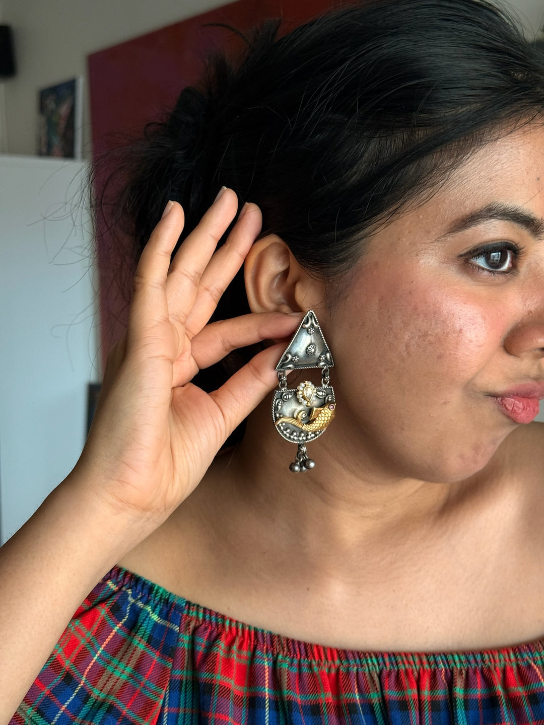 Tribal Fish 925 Silver Earrings | SHIVKA