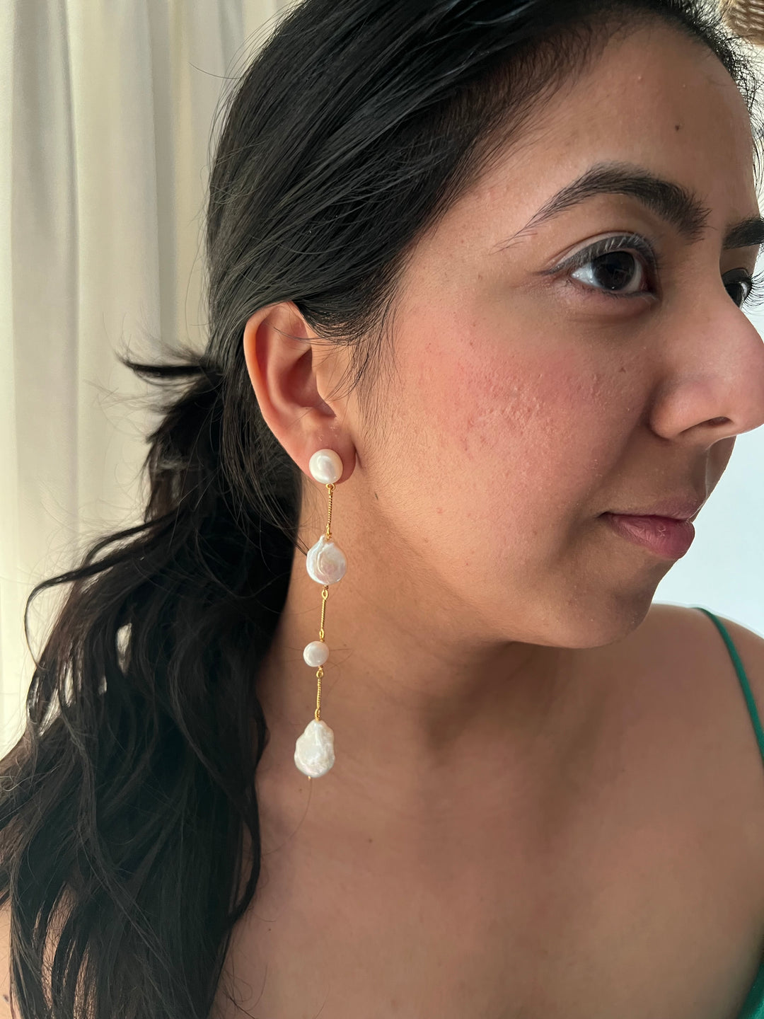 Elegant Natural Pearl Dangler Earrings – Timeless Beauty