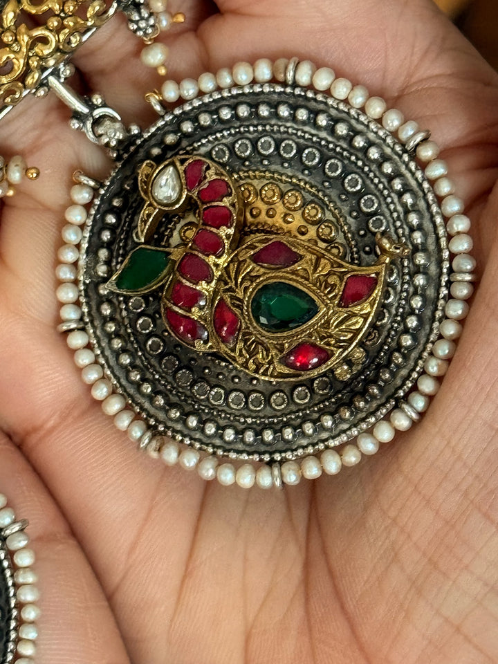 Peacock 925 Silver Fusion Earrings | SHIVKA