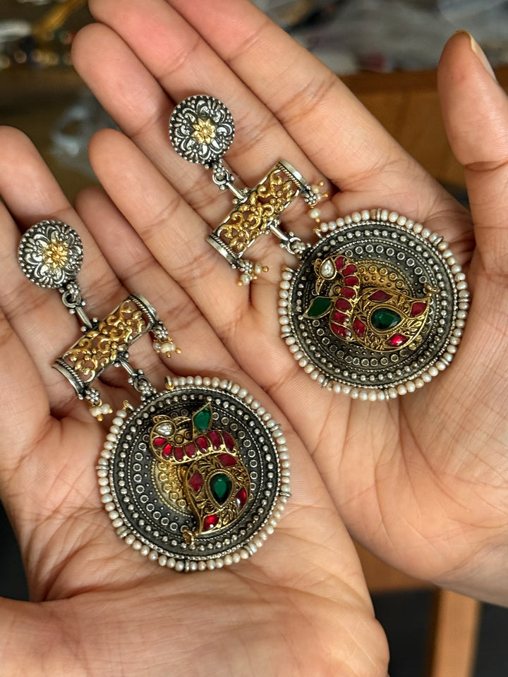 Peacock 925 Silver Fusion Earrings | SHIVKA