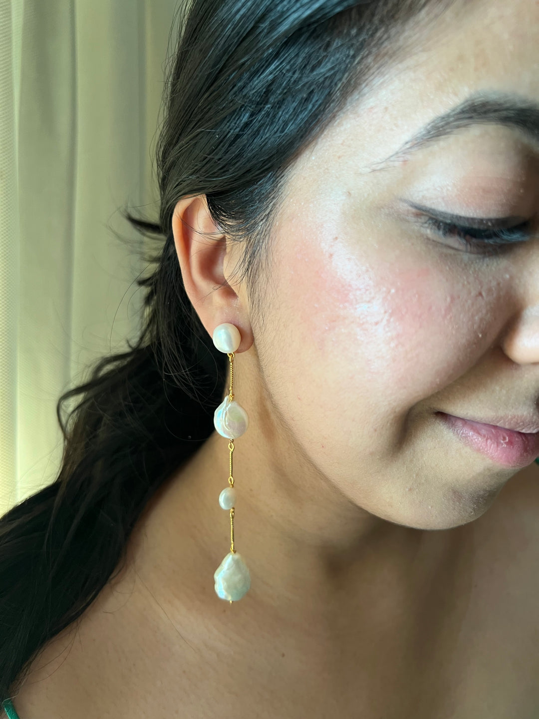 Elegant Natural Pearl Dangler Earrings – Timeless Beauty