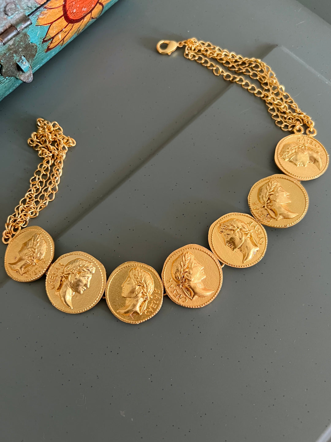 Statement Caeser Gold Tone Necklace