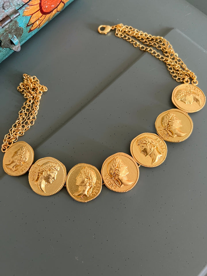 Statement Caeser Gold Tone Necklace