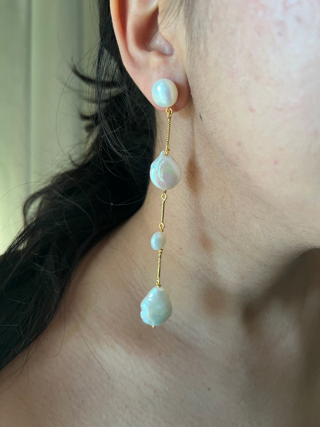 Elegant Natural Pearl Dangler Earrings – Timeless Beauty