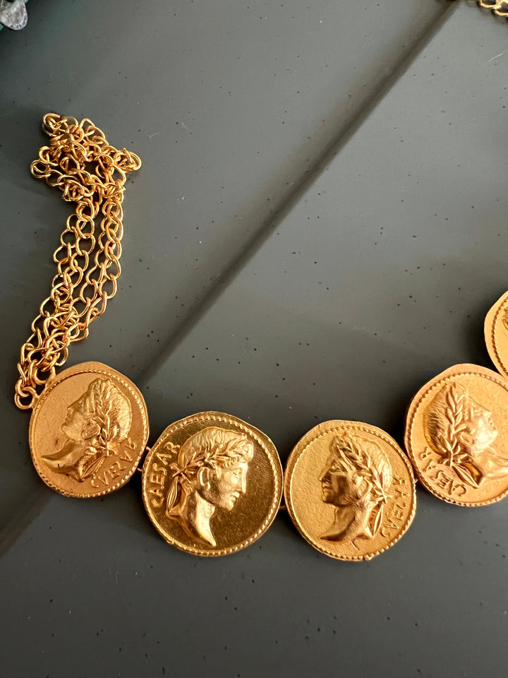 Statement Caeser Gold Tone Necklace