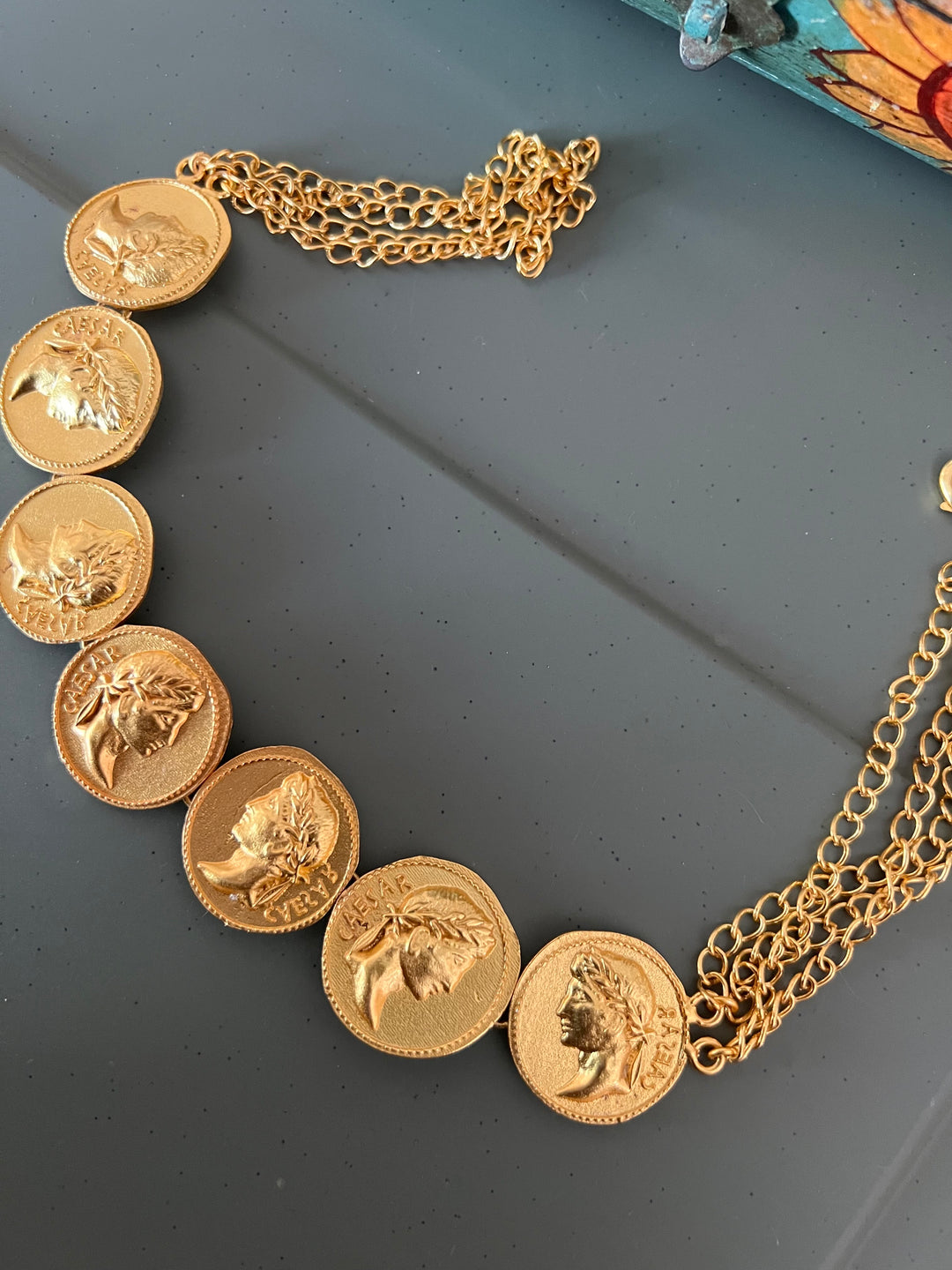 Statement Caeser Gold Tone Necklace