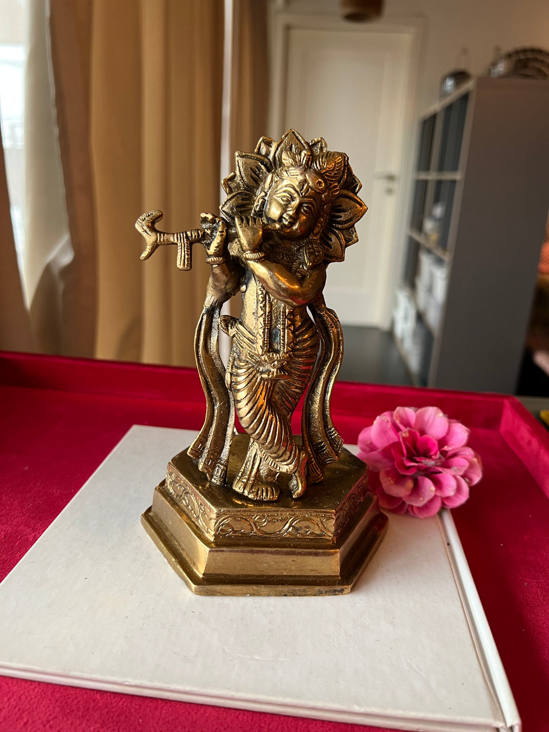 Brass Krishna Sculpture - Divine Love and Wisdom