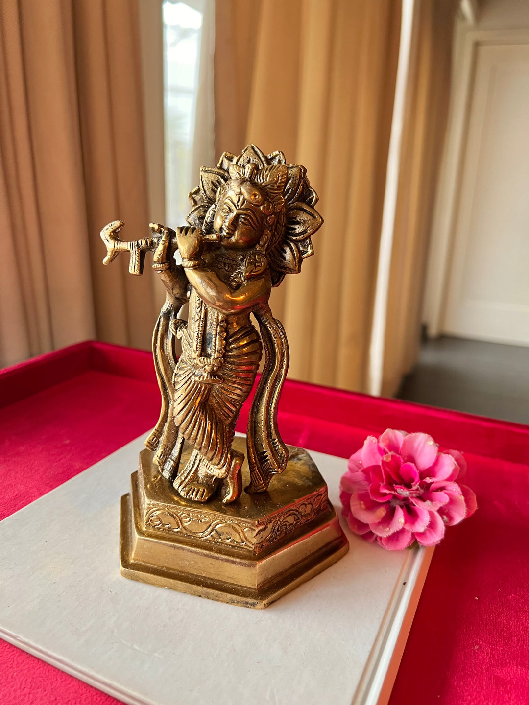 Brass Krishna Sculpture - Divine Love and Wisdom