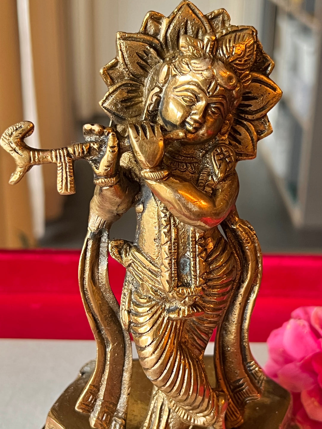 Brass Krishna Sculpture - Divine Love and Wisdom