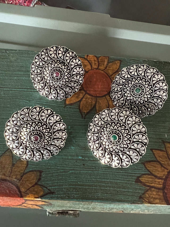 Beautiful Floral Disc Studs
