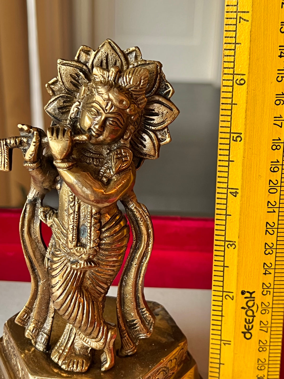 Brass Krishna Sculpture - Divine Love and Wisdom