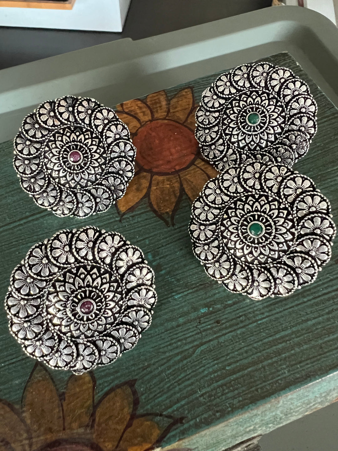 Beautiful Floral Disc Studs