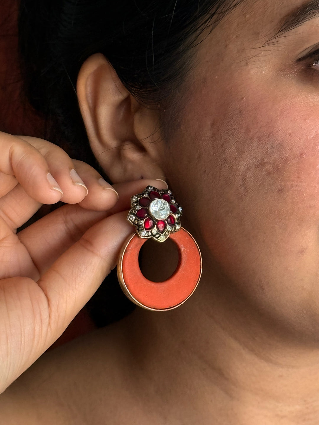 Fusion Kundan Silver Earrings | SHIVKA
