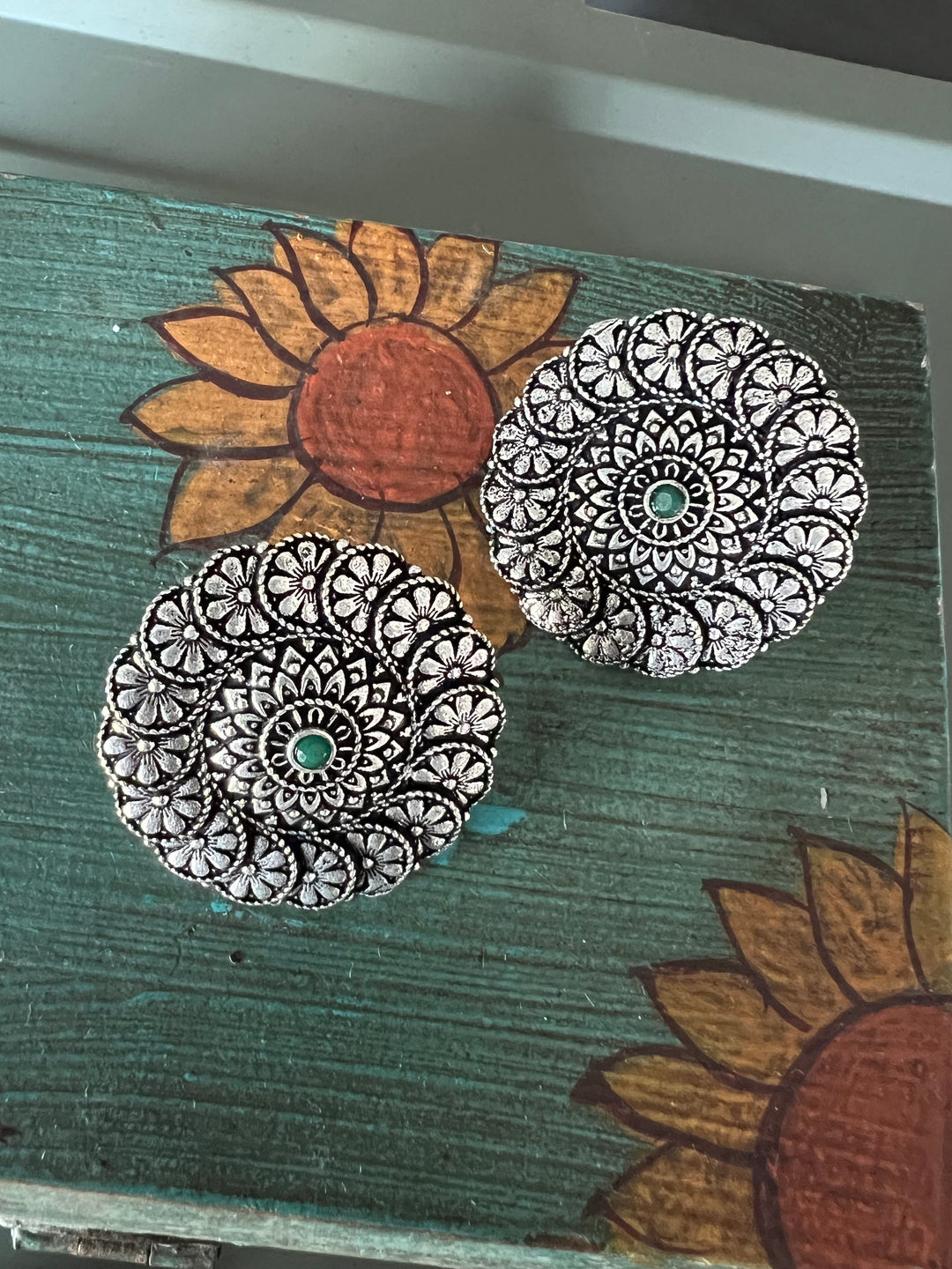 Beautiful Floral Disc Studs