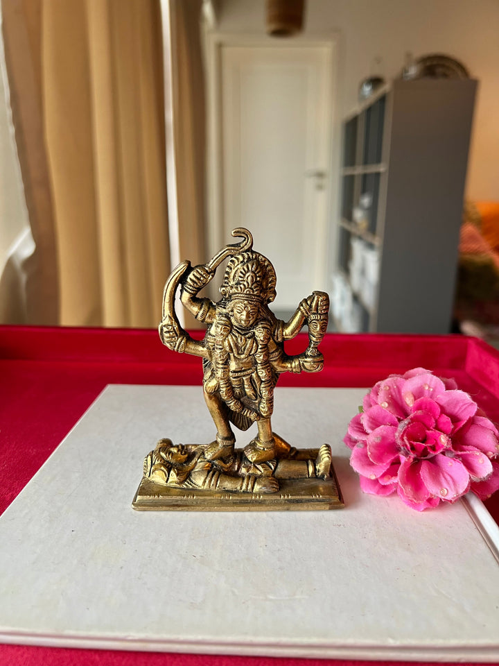 Brass Kali Sculpture - Fierce Goddess of Transformation