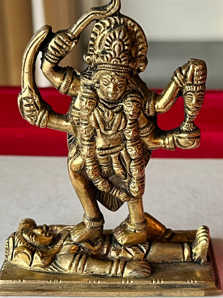 Brass Kali Sculpture - Fierce Goddess of Transformation