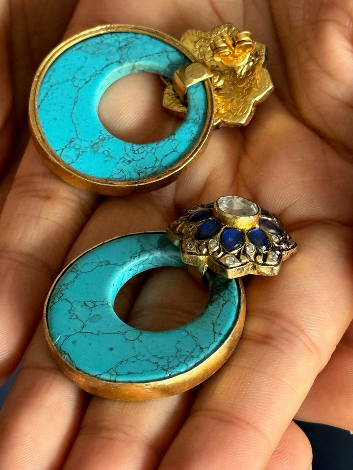 Fusion Kundan Silver Earrings | SHIVKA