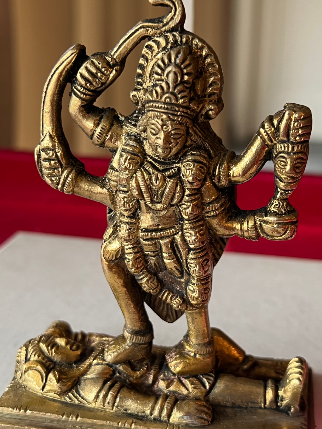 Brass Kali Sculpture - Fierce Goddess of Transformation