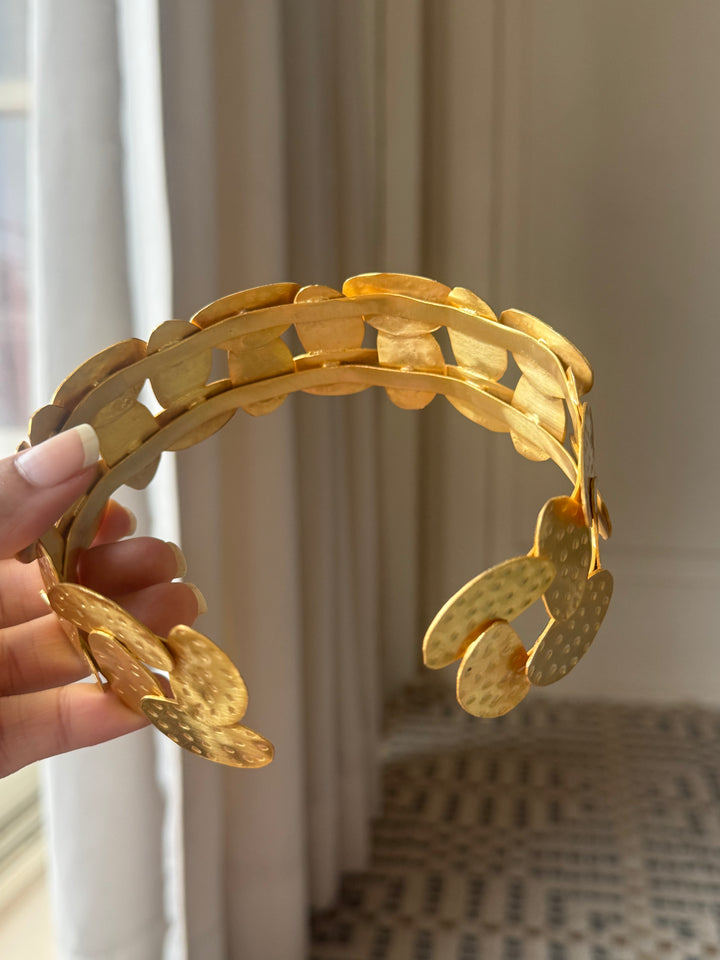 Asymmetric Hammered Gold-Tone Choker Necklace