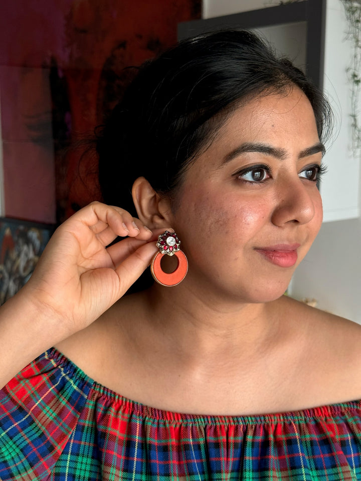 Fusion Kundan Silver Earrings | SHIVKA